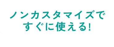 ノンカスタマイズですぐに使える！